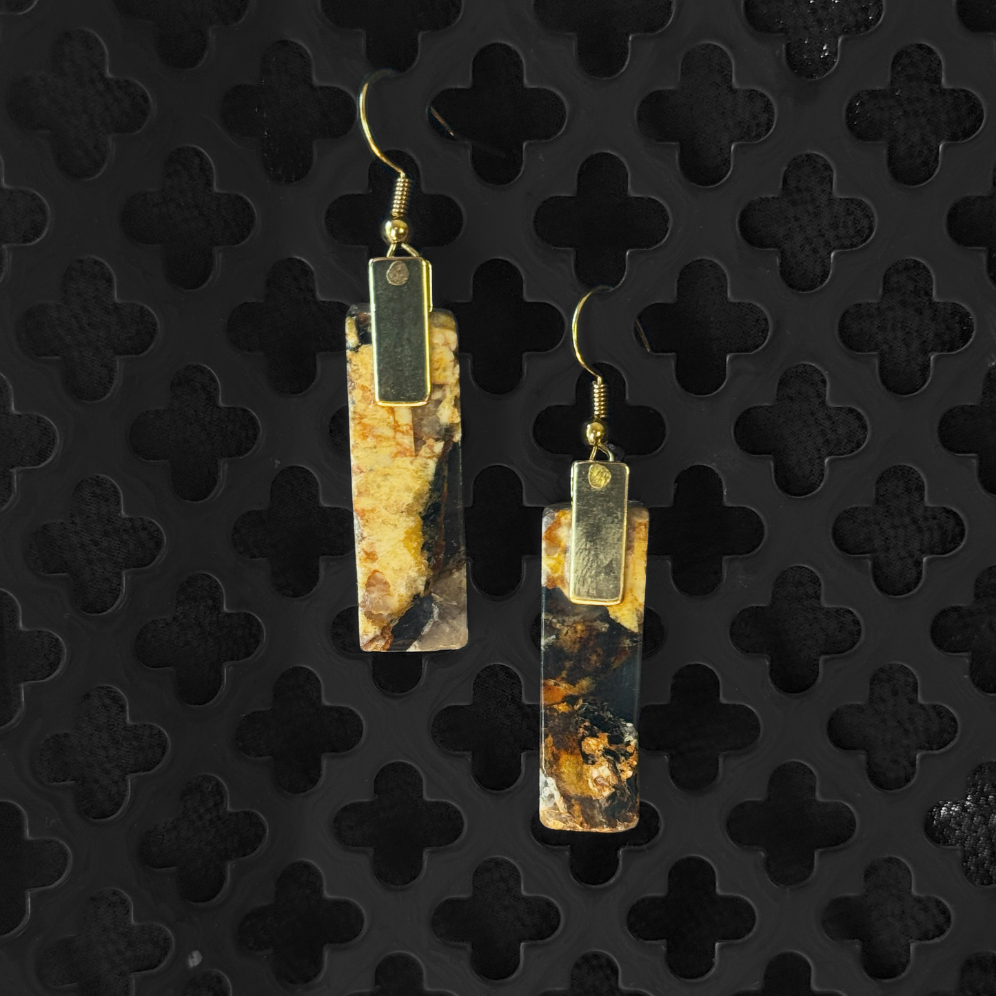 Goldfire Schist Earrings INNER EARTH Stone Resin Jewelry