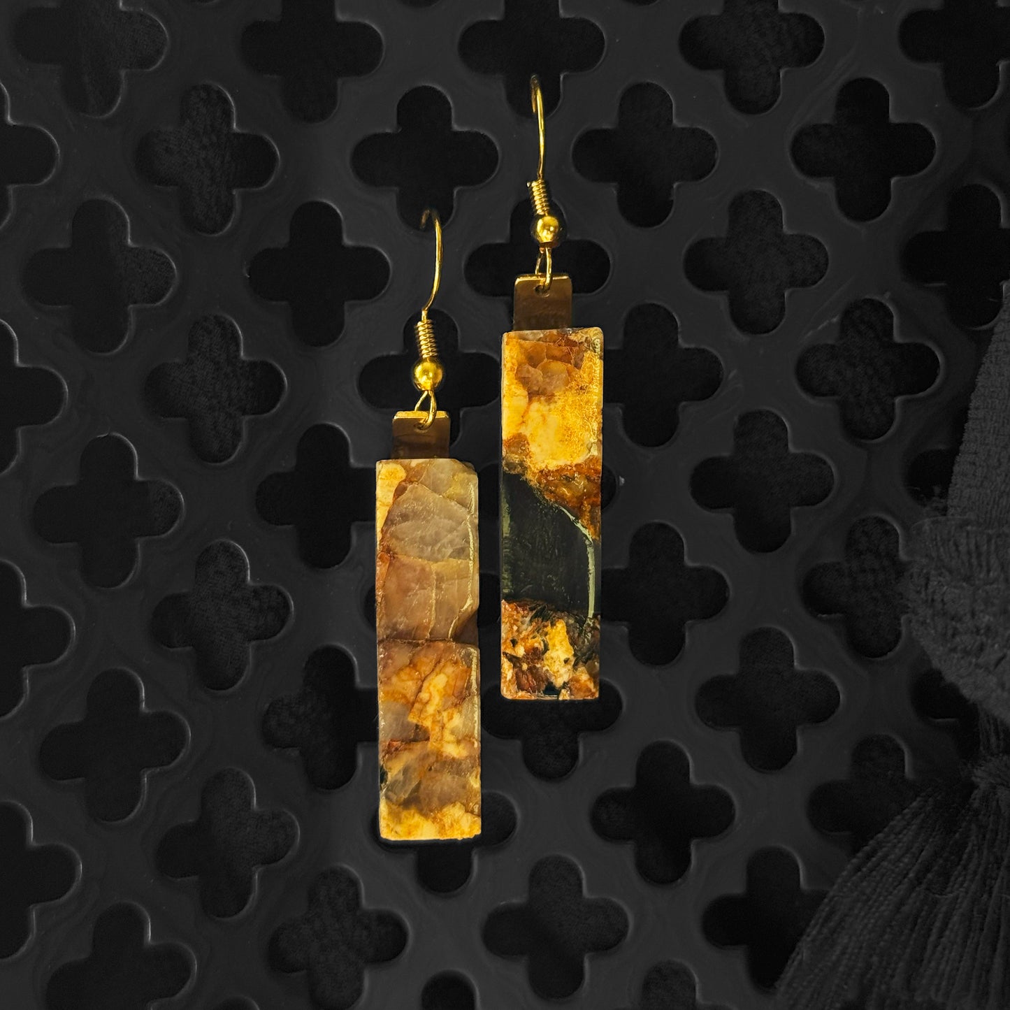 Goldfire Schist Earrings INNER EARTH Stone Resin Jewelry