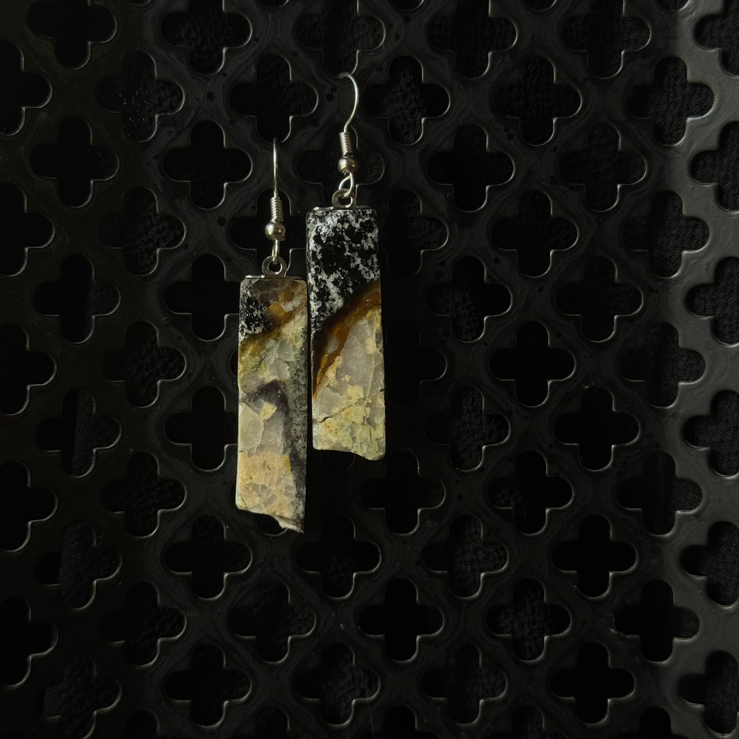 King Monarch Gold Mine Pyrite Earrings [MONUMENT CUT] INNER EARTH Stone Resin Jewelery