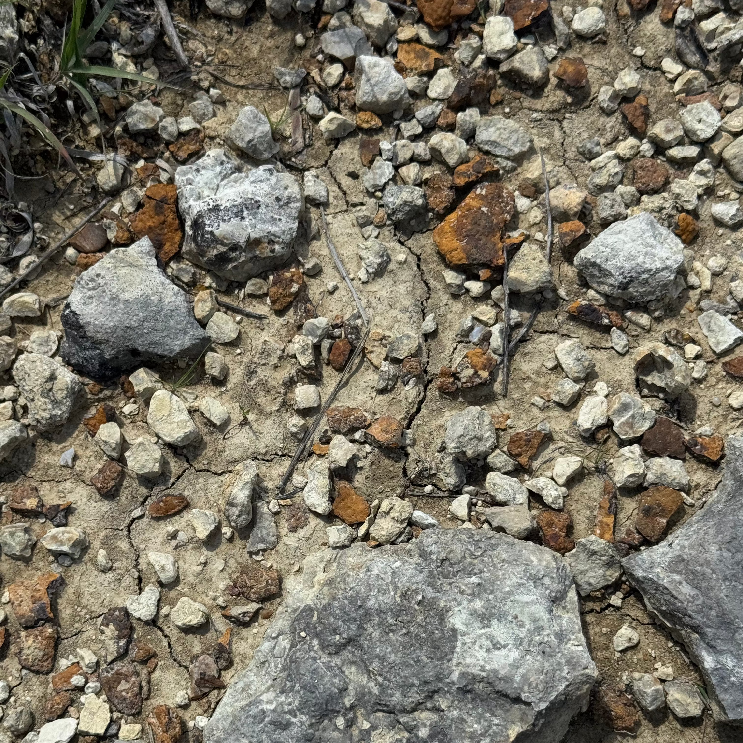 Close-up of small rocks and pebbles on a ground surface
