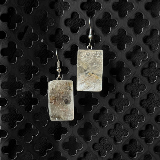 Great Plains Gypsum Earrings [SLAB CUT] INNER EARTH Stone Resin Jewelry