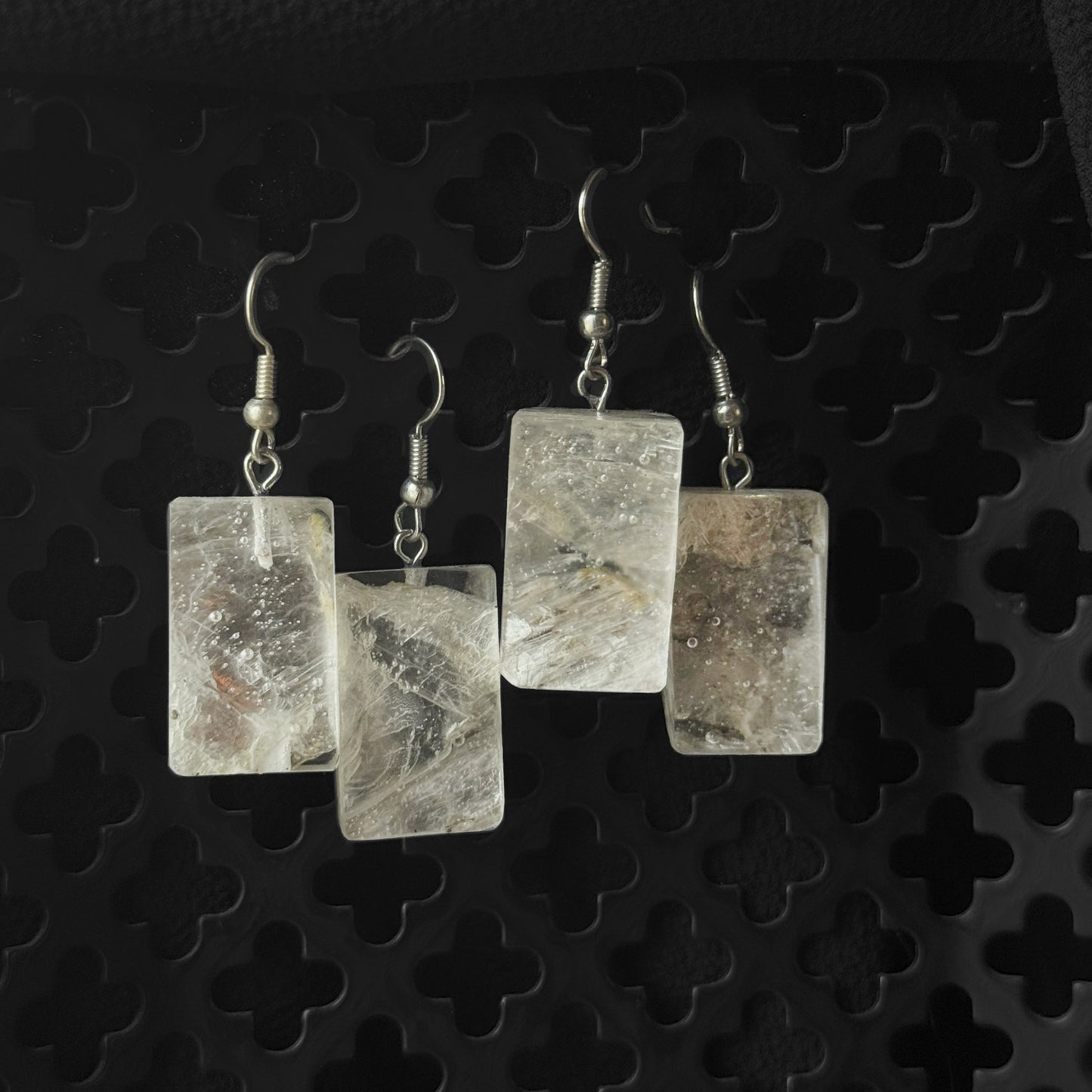 Great Plains Gypsum Earrings [SLAB CUT] INNER EARTH Stone Resin Jewelry
