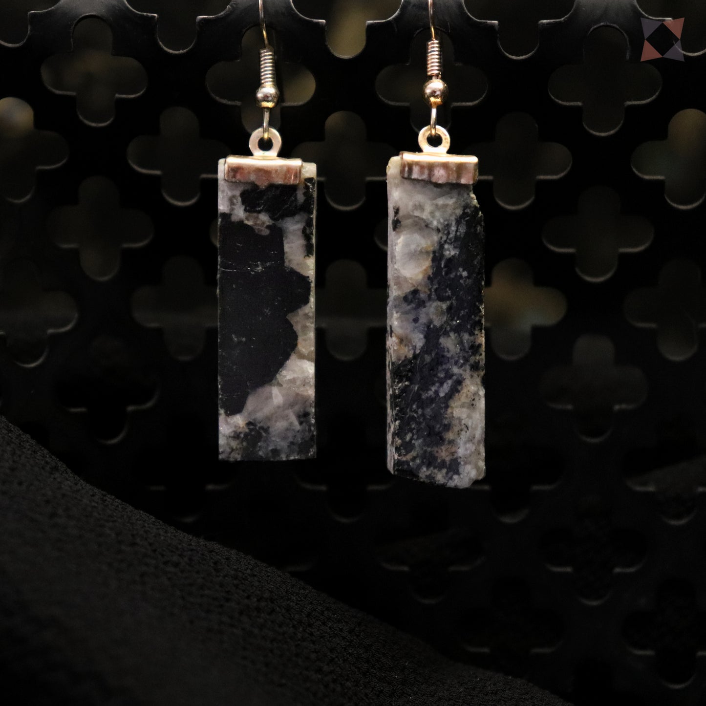 Tourmaline & Feldspar Pegmatite Earrings INNER EARTH Stone Resin Jewelry