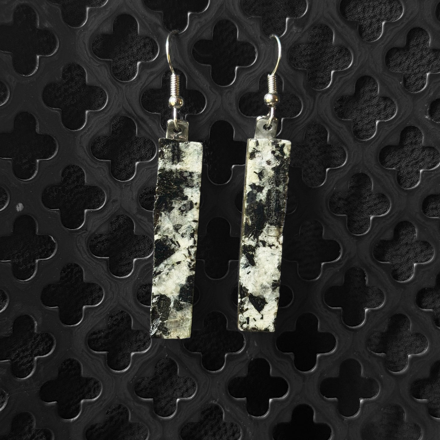 Tourmaline & Feldspar Pegmatite Earrings [CASCADE CUT] INNER EARTH Stone Resin Jewelry