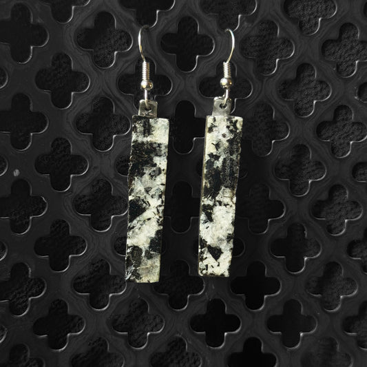 Tourmaline & Feldspar Pegmatite Earrings [CASCADE CUT] INNER EARTH Stone Resin Jewelry