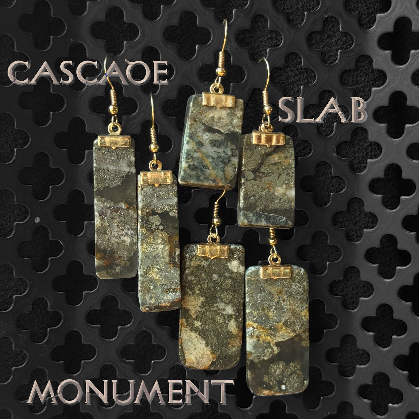 King Monarch Gold Mine Pyrite Earrings [MONUMENT CUT] INNER EARTH Stone Resin Jewelery