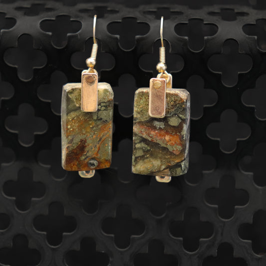 King Monarch Gold Mine Pyrite Earrings INNER EARTH Stone Resin Jewelry
