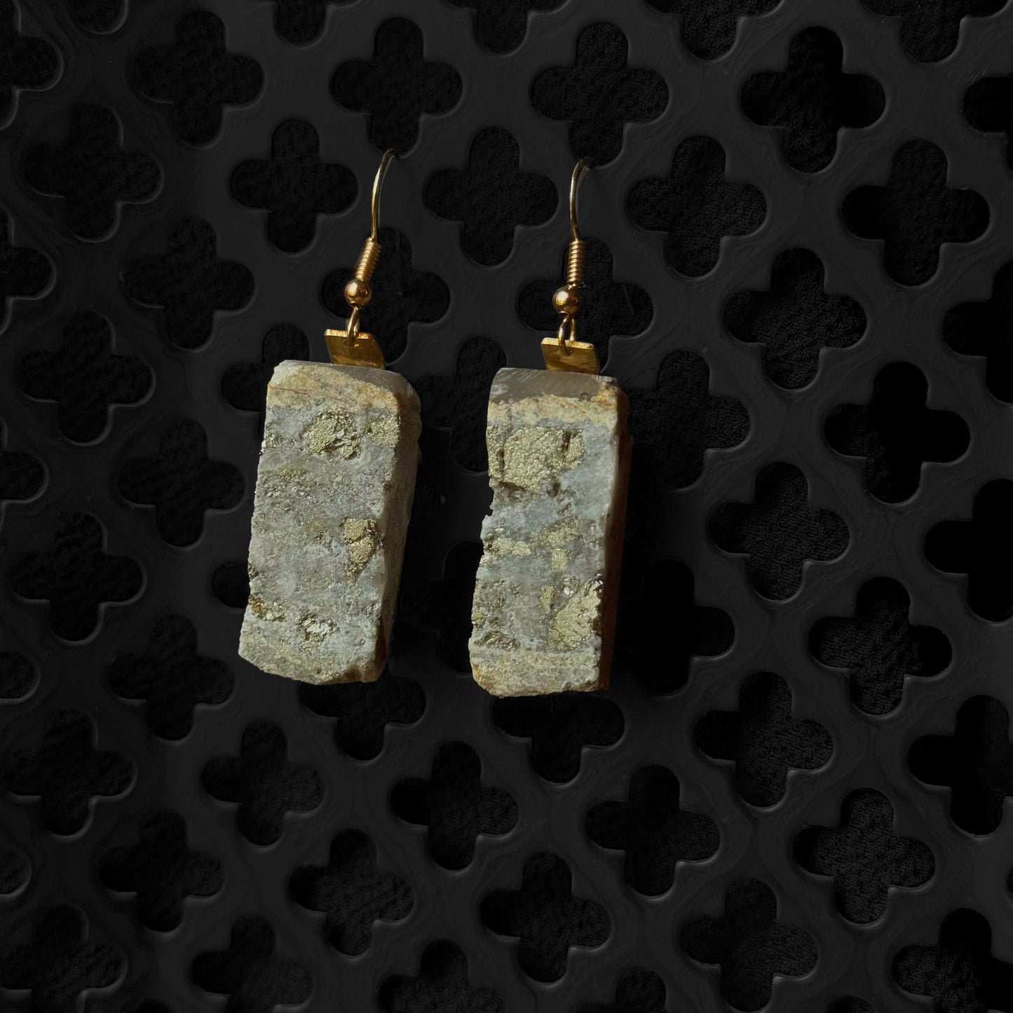 King Monarch Gold Mine Pyrite Earrings [MONUMENT CUT] INNER EARTH Stone Resin Jewelery