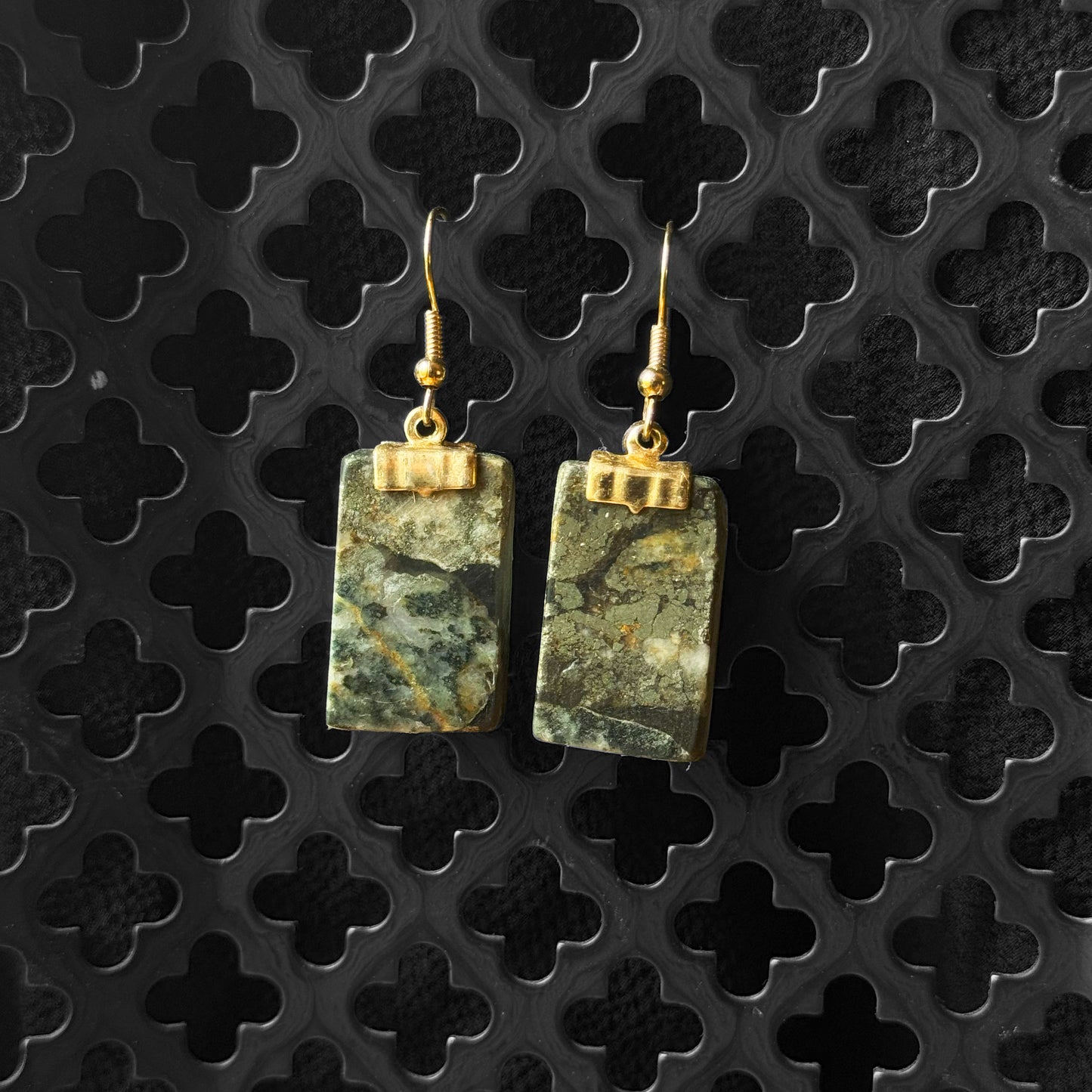King Monarch Gold Mine Pyrite Earrings [SLAB CUT] INNER EARTH Stone Resin Jewelery