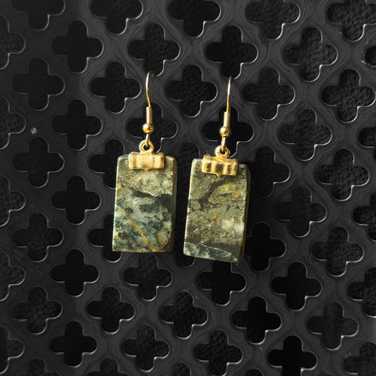 King Monarch Gold Mine Pyrite Earrings [SLAB CUT] INNER EARTH Stone Resin Jewelery