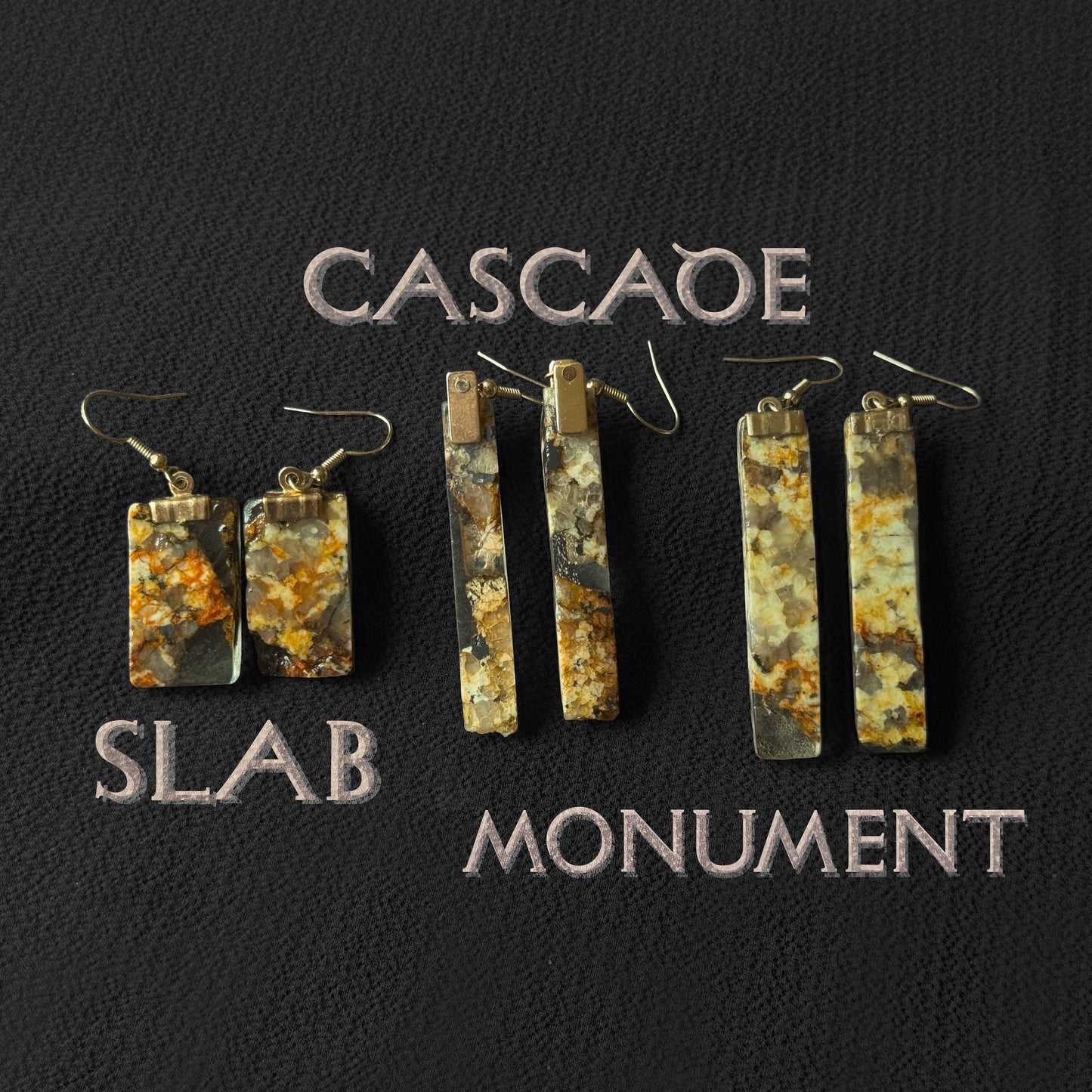 Goldfire Schist Earrings [MONUMENT CUT] INNER EARTH Stone Resin Jewelry