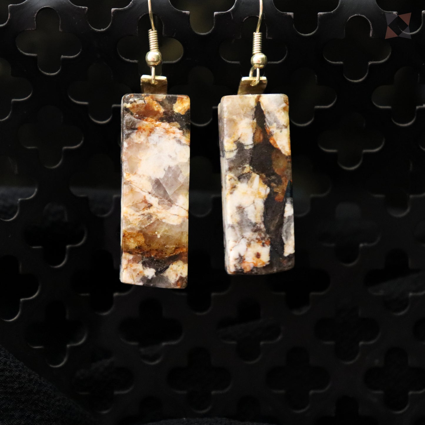 Goldfire Schist Earrings INNER EARTH Stone Resin Jewelry