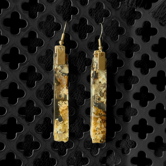 Goldfire Schist Earrings [CASCADE CUT] INNER EARTH Stone Resin Jewelry