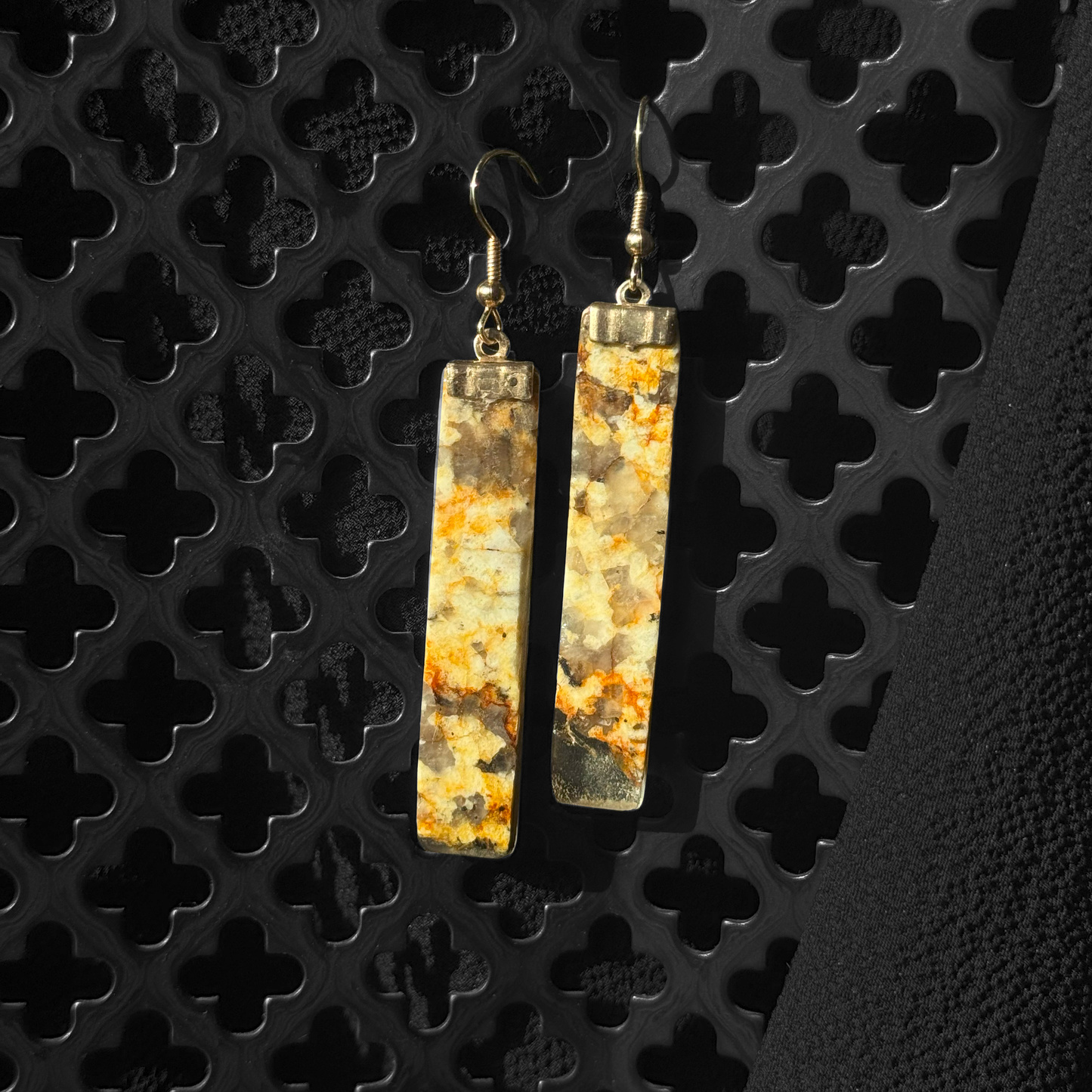 Goldfire Schist Earrings [MONUMENT CUT] INNER EARTH Stone Resin Jewelry