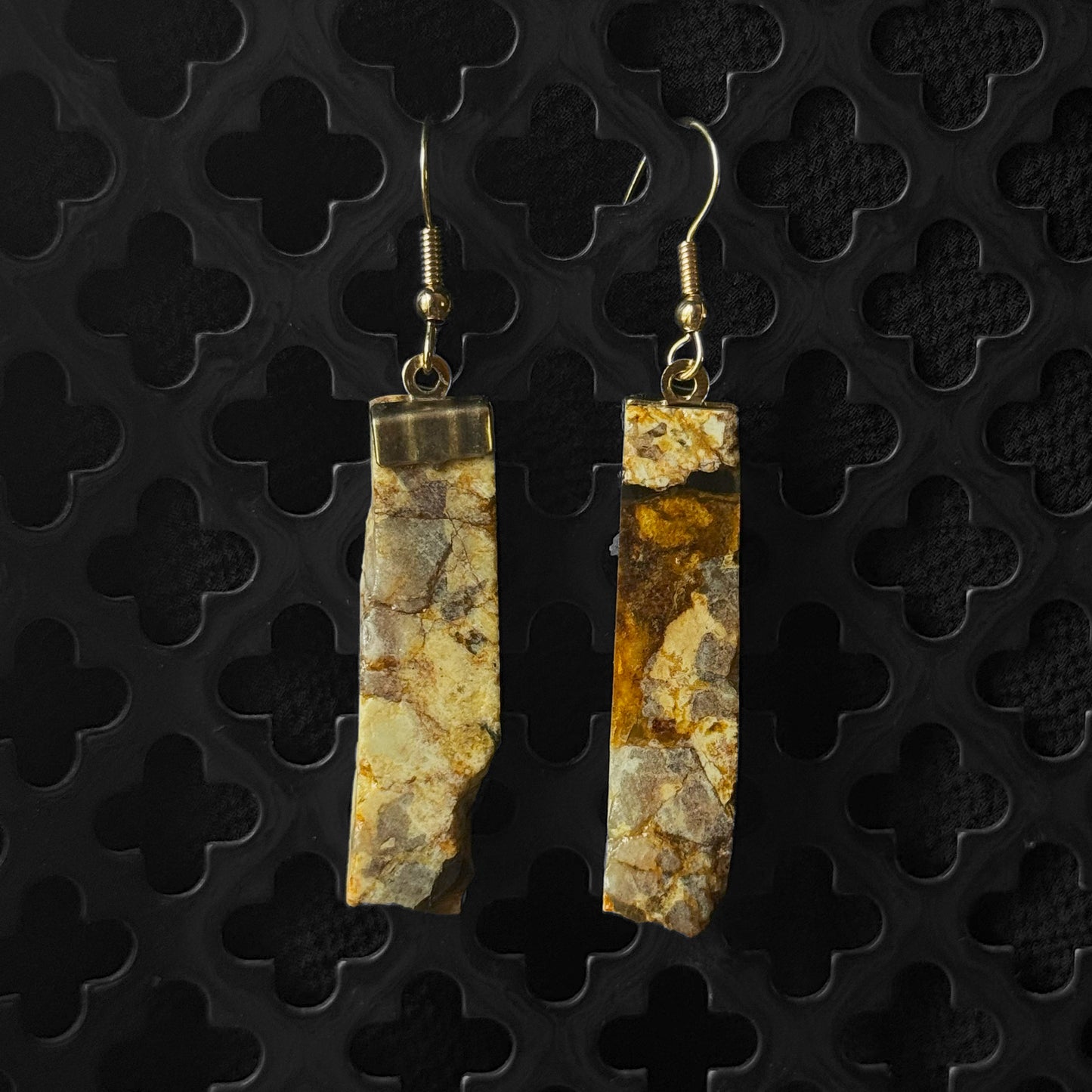 Goldfire Schist Earrings [CASCADE CUT] INNER EARTH Stone Resin Jewelry