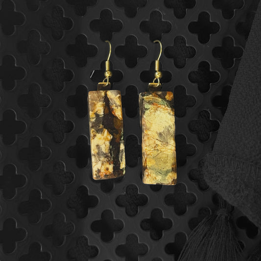 Goldfire Schist Earrings [MONUMENT CUT] INNER EARTH Stone Resin Jewelry