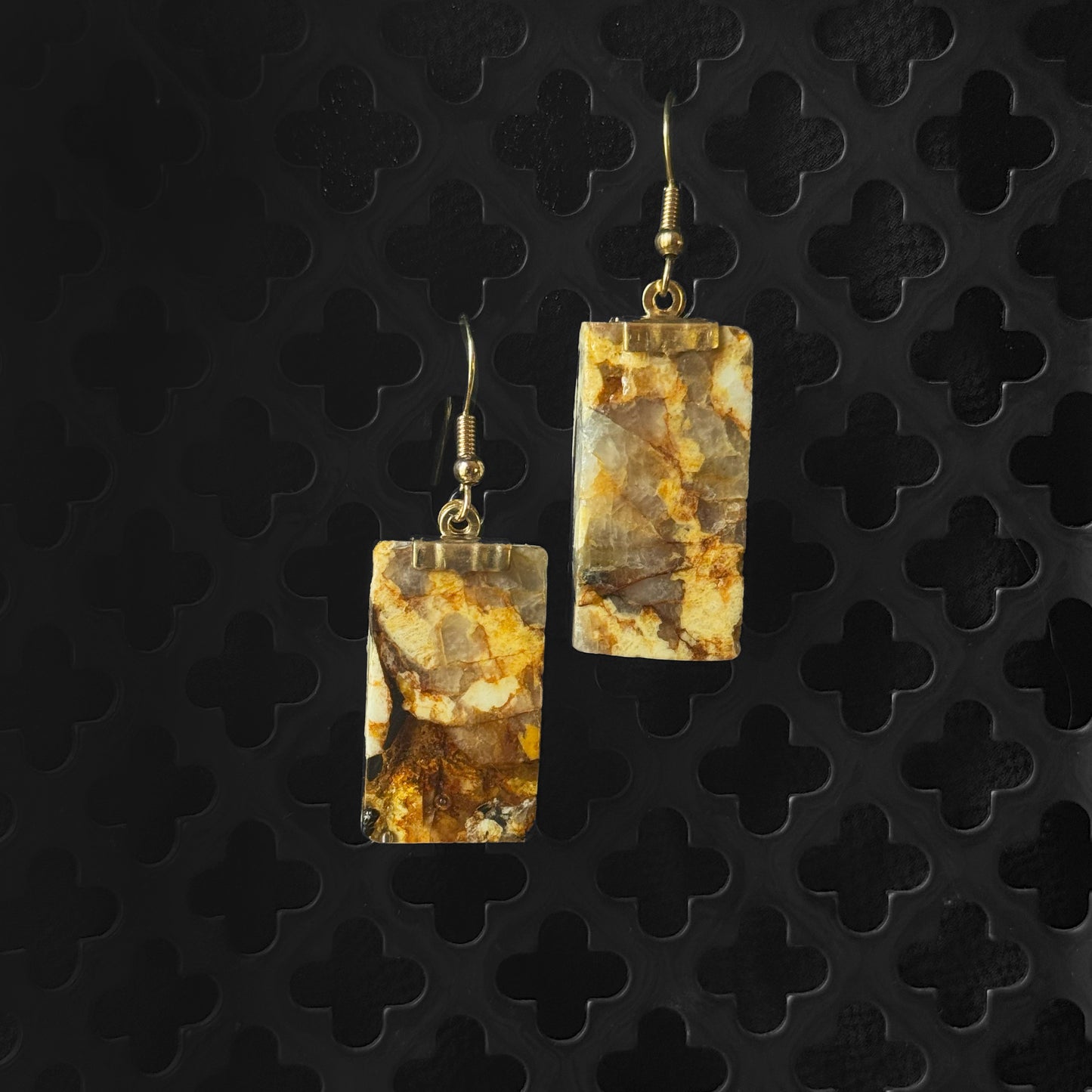 Goldfire Schist Earrings [SLAB CUT] INNER EARTH Stone Resin Jewelry